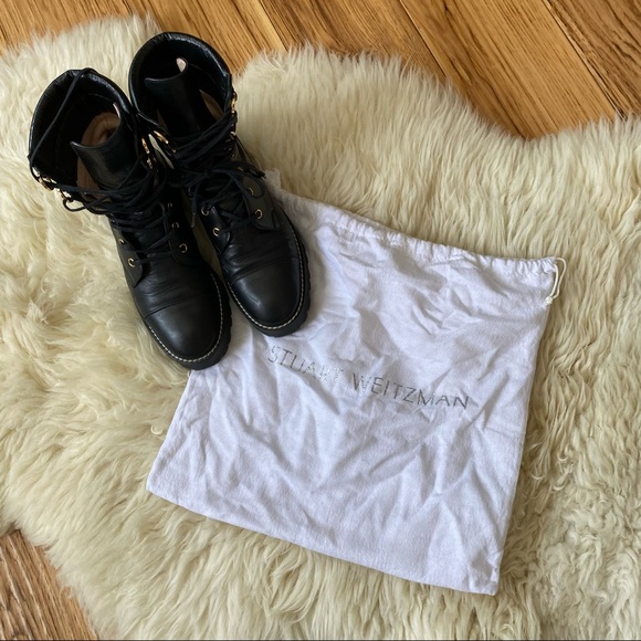 Stuart Weitzman Lexy Black Combat Boot Size 5 - Picture 13 of 13